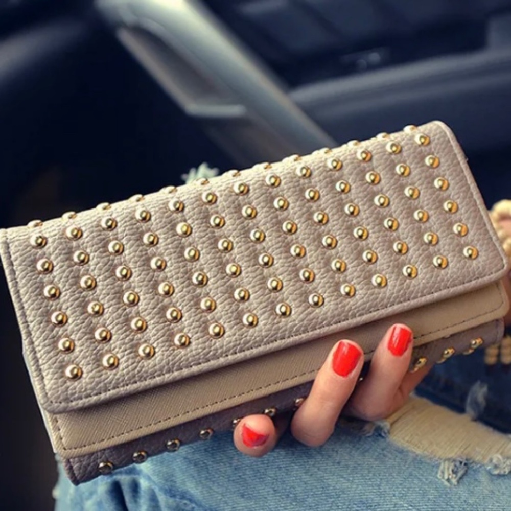Faux Leather, Studded Wallet
